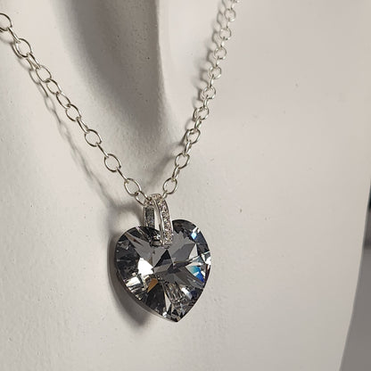 Collar Corazón Swarovski Elements 18mm Cadena Plata 925 Drop Varios Colores