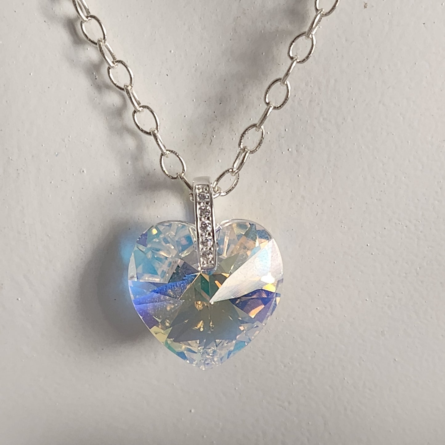 Collar Corazón Swarovski Elements 18mm Cadena Plata 925 Drop Varios Colores