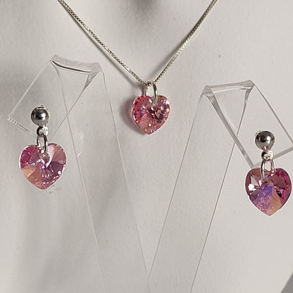 Conjunto Aros + Corazón 10mm Cristal Swarovski Elements Plata 925