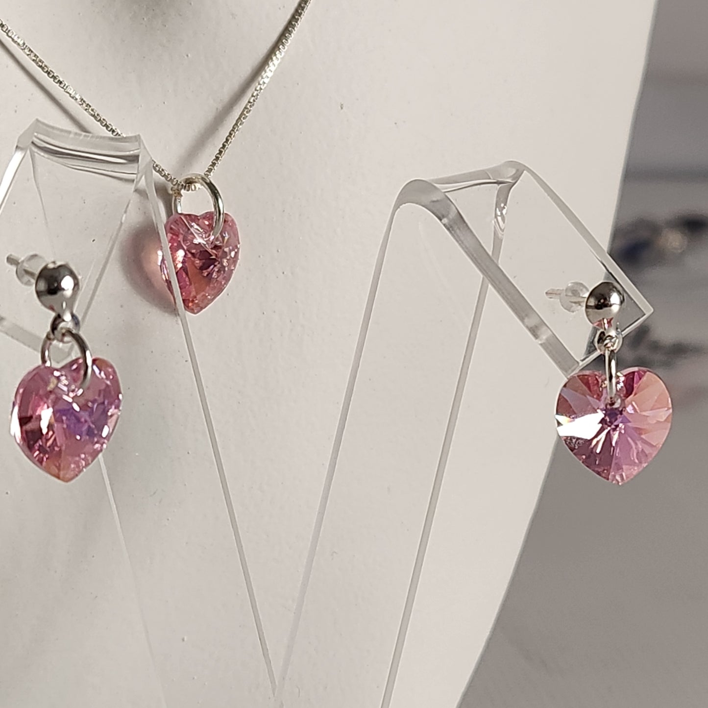 Conjunto Aros + Corazón 10mm Cristal Swarovski Elements Plata 925