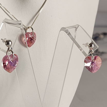 Conjunto Aros + Corazón 10mm Cristal Swarovski Elements Plata 925