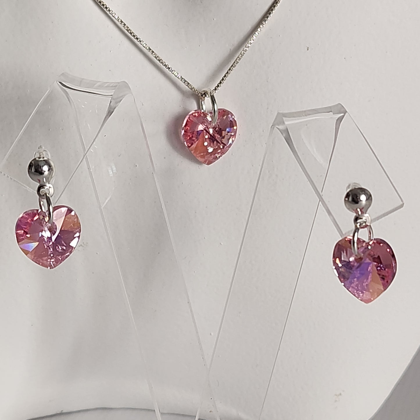 Conjunto Aros + Corazón 10mm Cristal Swarovski Elements Plata 925