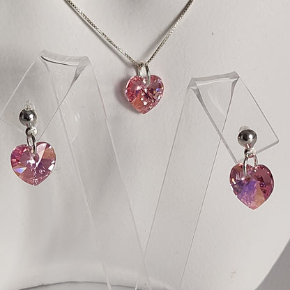 Conjunto Aros + Corazón 10mm Cristal Swarovski Elements Plata 925