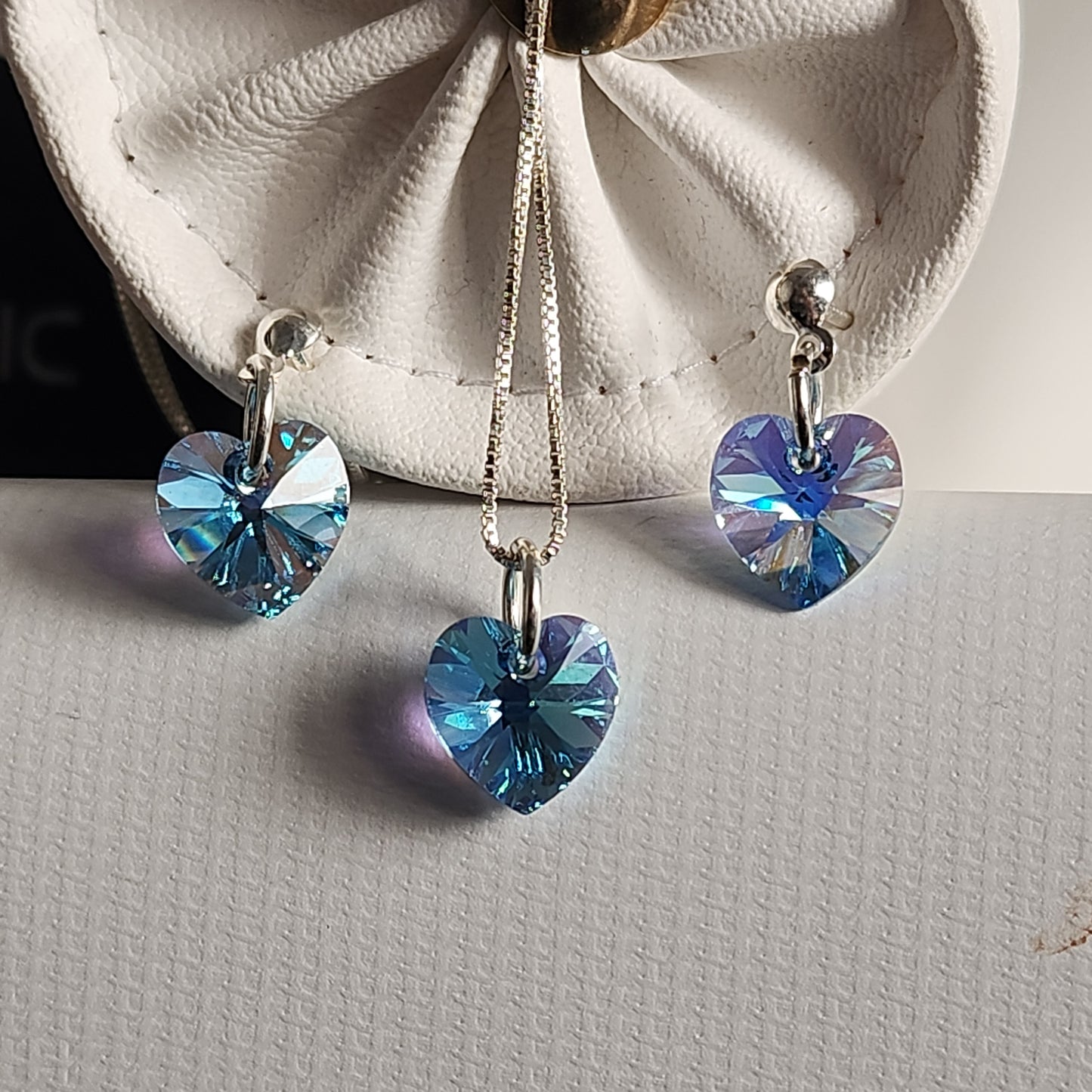 Conjunto Aros + Corazón 10mm Cristal Swarovski Elements Plata 925