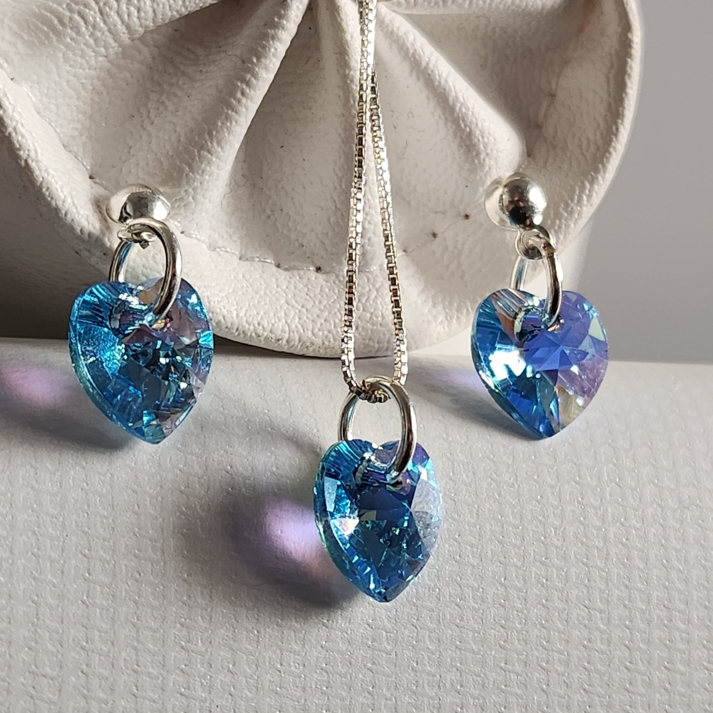 Conjunto Aros + Corazón 10mm Cristal Swarovski Elements Plata 925