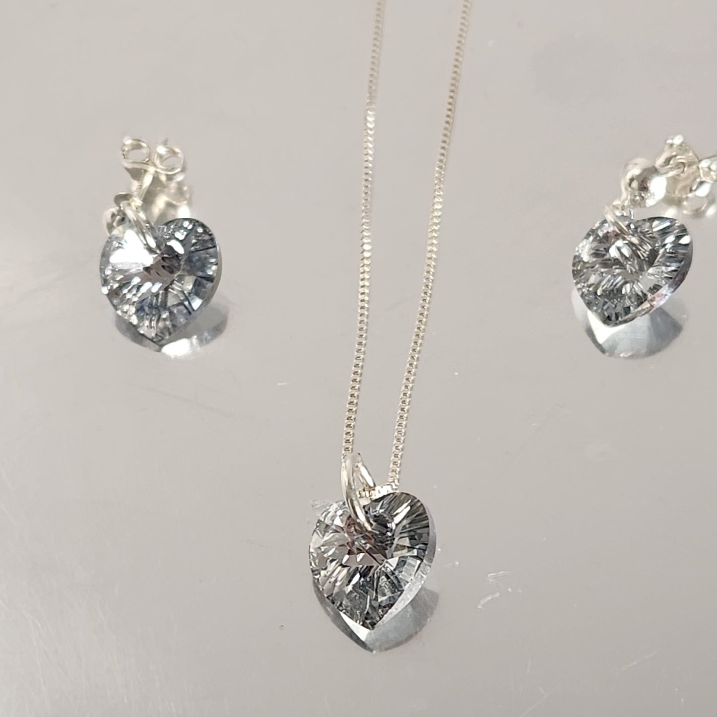 Conjunto Aros + Corazón 10mm Cristal Swarovski Elements Plata 925