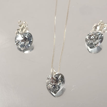 Conjunto Aros + Corazón 10mm Cristal Swarovski Elements Plata 925