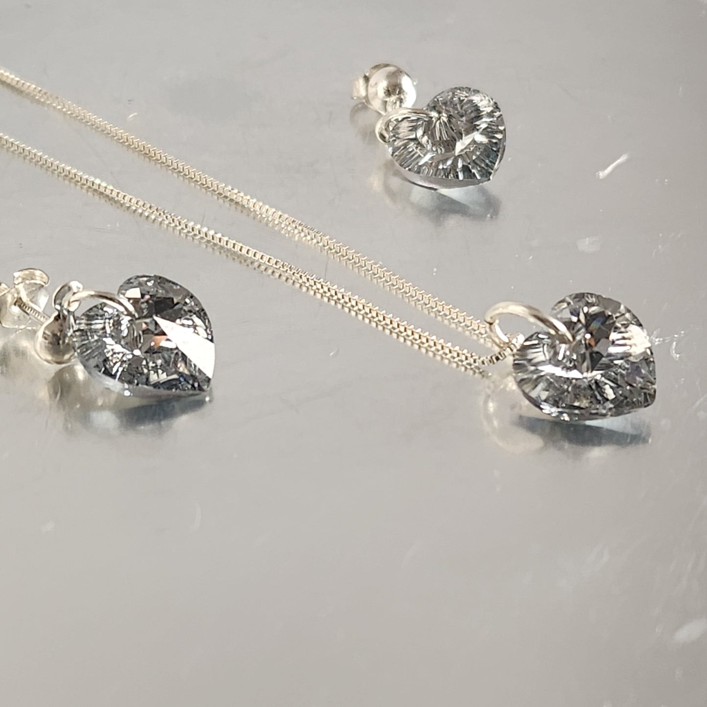Conjunto Aros + Corazón 10mm Cristal Swarovski Elements Plata 925