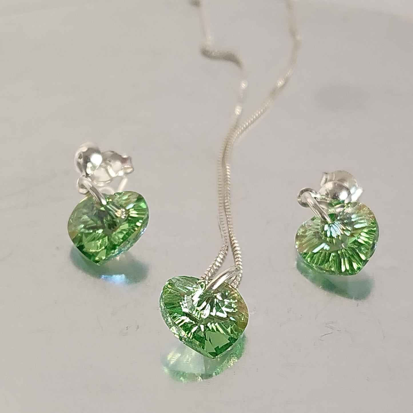 Conjunto Aros + Corazón 10mm Cristal Swarovski Elements Plata 925