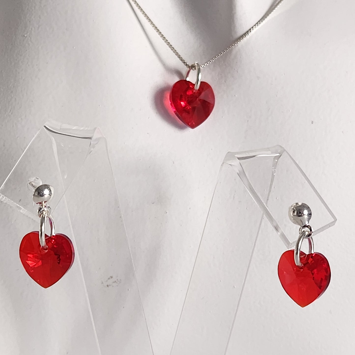 Conjunto Aros + Corazón 10mm Cristal Swarovski Elements Plata 925