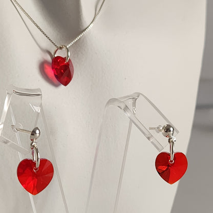 Conjunto Aros + Corazón 10mm Cristal Swarovski Elements Plata 925