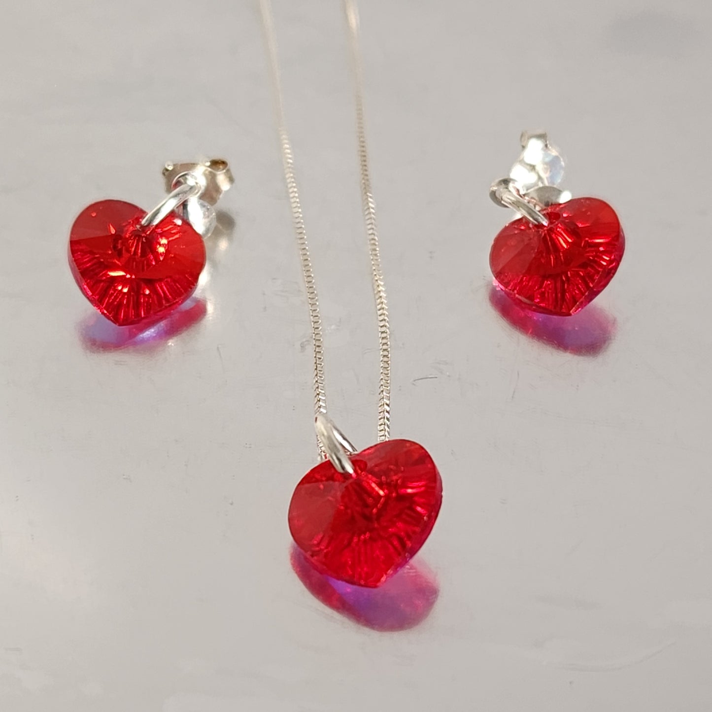 Conjunto Aros + Corazón 10mm Cristal Swarovski Elements Plata 925