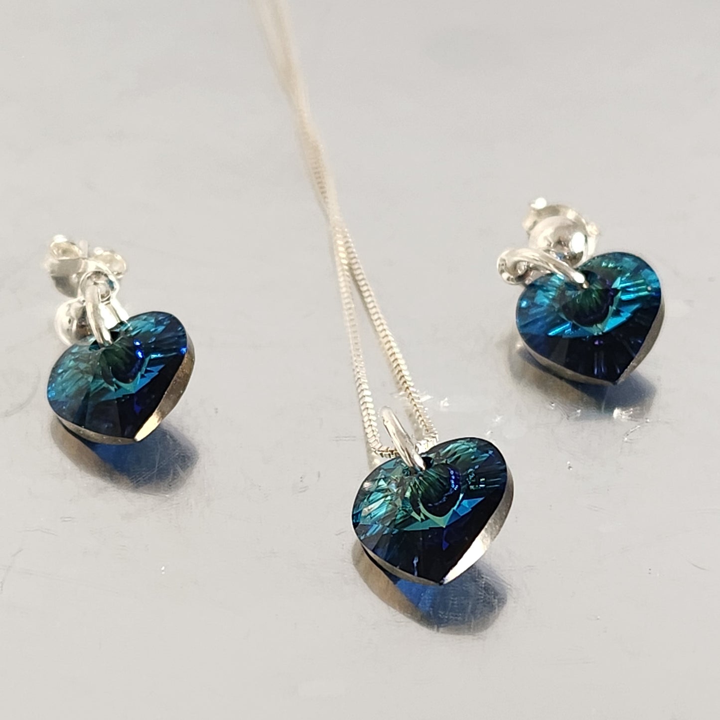 Conjunto Aros + Corazón 10mm Cristal Swarovski Elements Plata 925