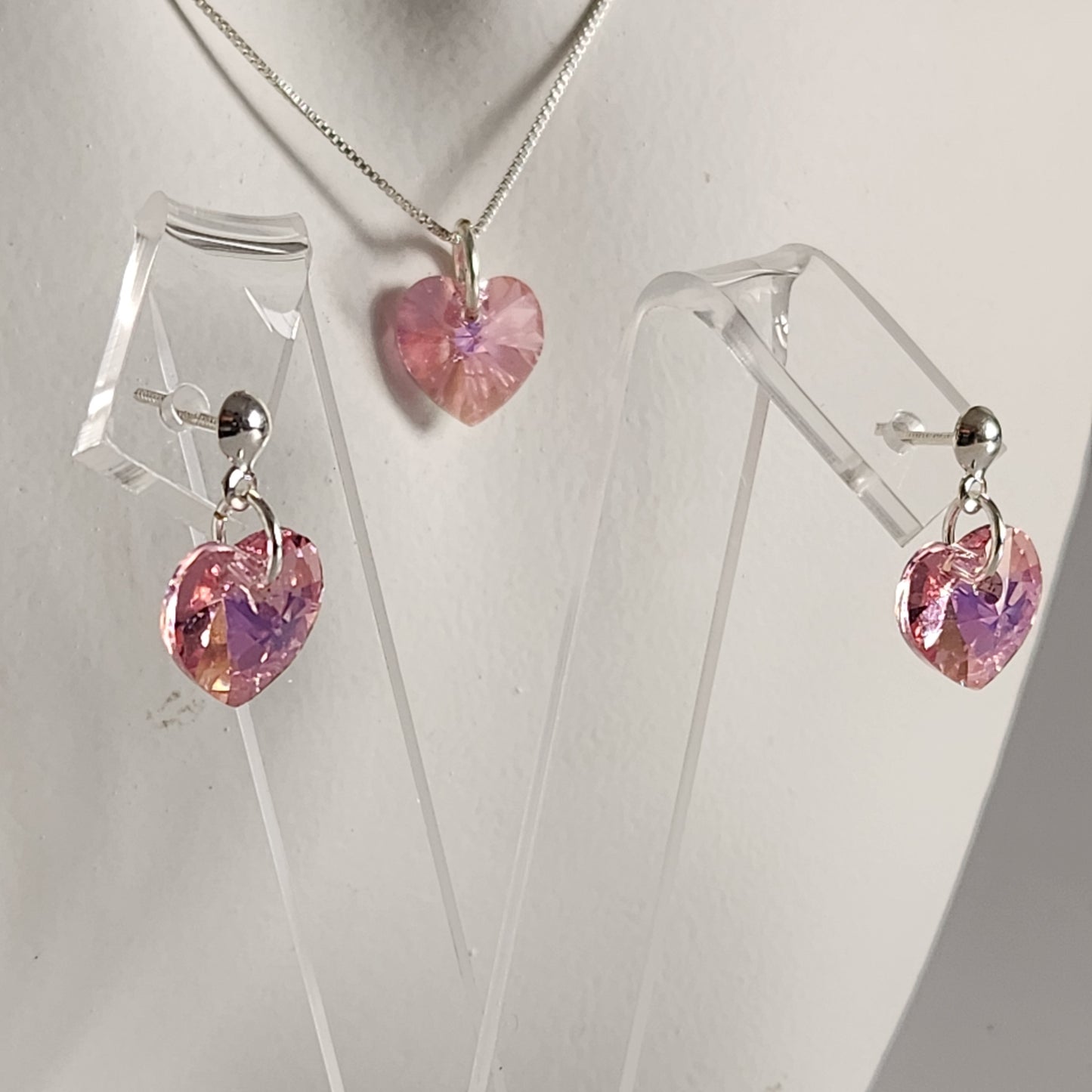 Conjunto Aros + Corazón 10mm Cristal Swarovski Elements Plata 925