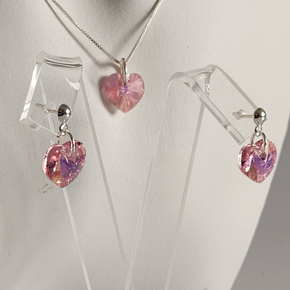 Conjunto Aros + Corazón 10mm Cristal Swarovski Elements Plata 925