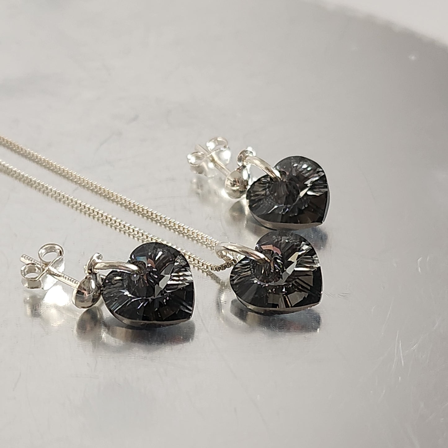 Conjunto Aros + Corazón 10mm Cristal Swarovski Elements Plata 925