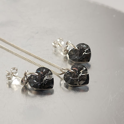 Conjunto Aros + Corazón 10mm Cristal Swarovski Elements Plata 925
