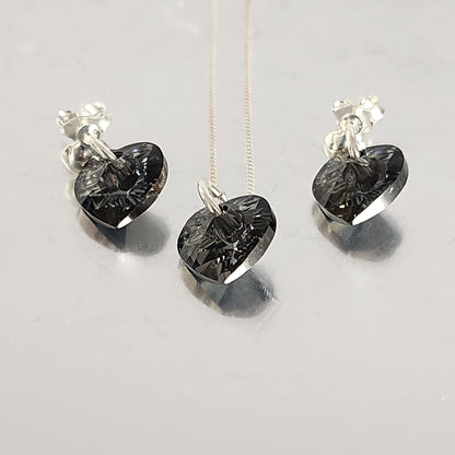 Conjunto Aros + Corazón 10mm Cristal Swarovski Elements Plata 925