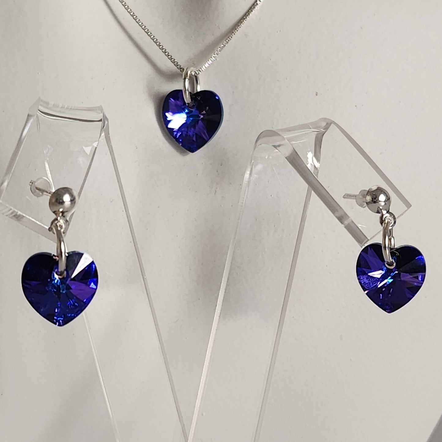 Conjunto Aros + Corazón 10mm Cristal Swarovski Elements Plata 925