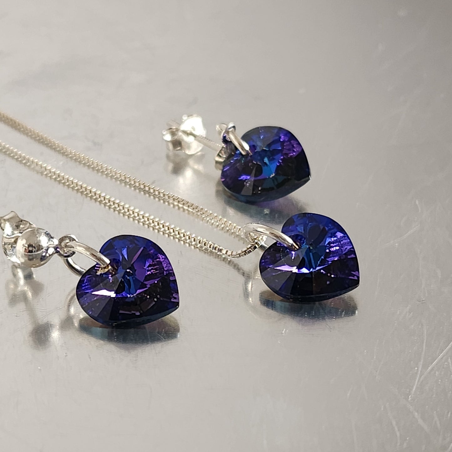 Conjunto Aros + Corazón 10mm Cristal Swarovski Elements Plata 925