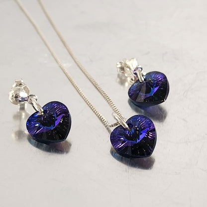 Conjunto Aros + Corazón 10mm Cristal Swarovski Elements Plata 925
