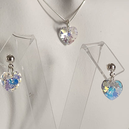 Conjunto Aros + Corazón 10mm Cristal Swarovski Elements Plata 925