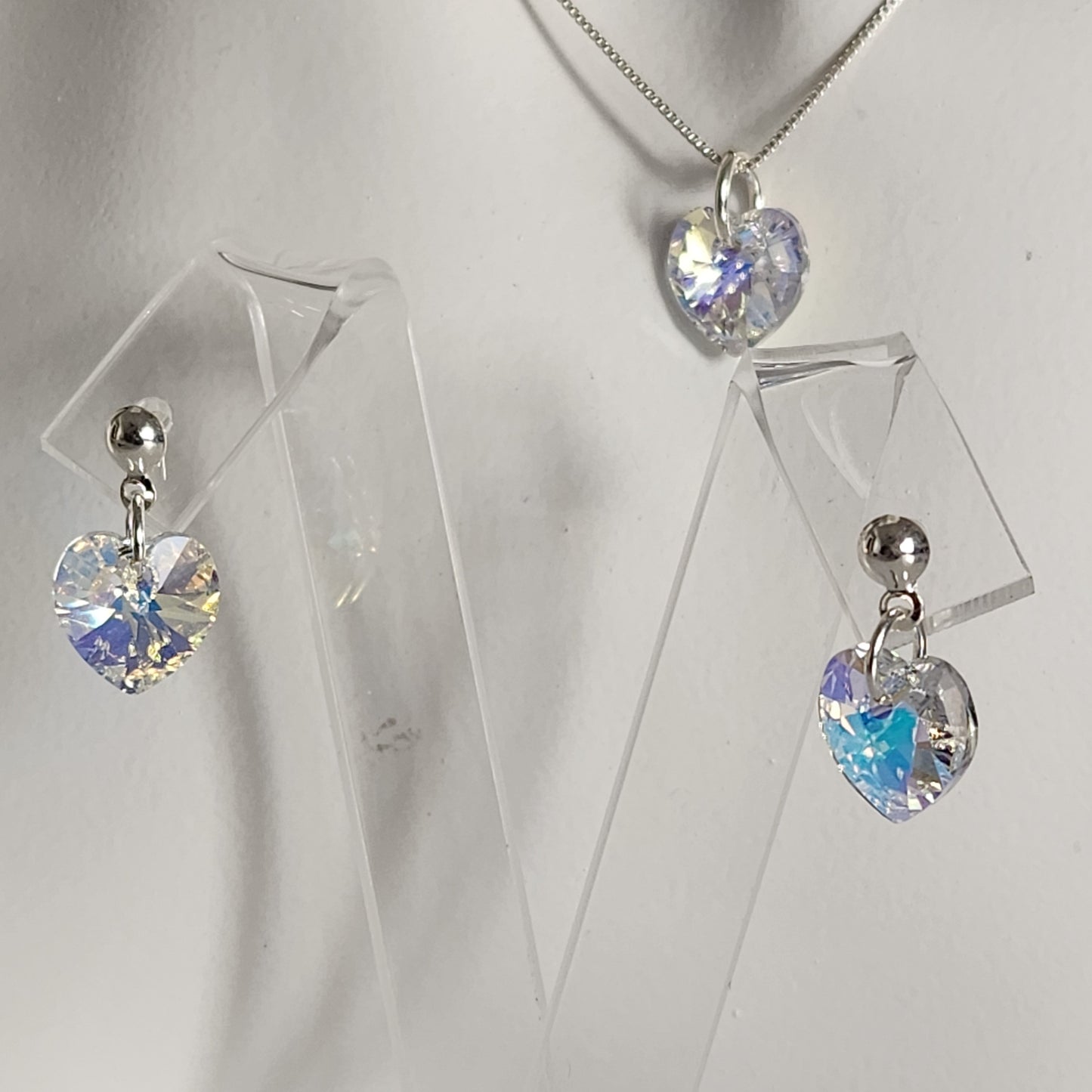 Conjunto Aros + Corazón 10mm Cristal Swarovski Elements Plata 925