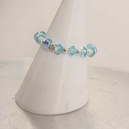 Anillo Sin Fin Biconos Piedras Swarovski 3mm y Plata 925