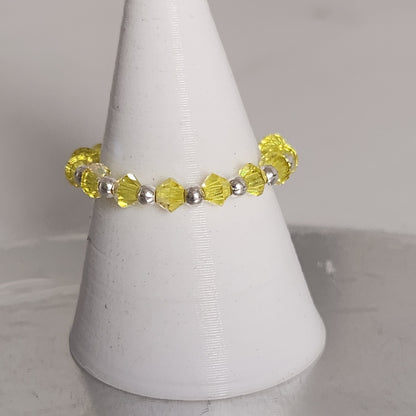 Anillo Sin Fin Biconos Piedras Swarovski 3mm y Plata 925
