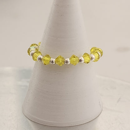 Anillo Sin Fin Biconos Piedras Swarovski 3mm y Plata 925