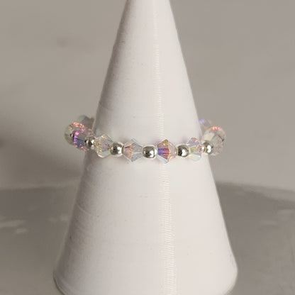 Anillo Sin Fin Biconos Piedras Swarovski 3mm y Plata 925