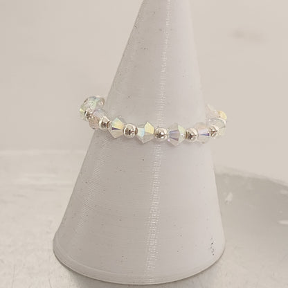Anillo Sin Fin Biconos Piedras Swarovski 3mm y Plata 925