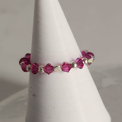 Anillo Sin Fin Biconos Piedras Swarovski 3mm y Plata 925