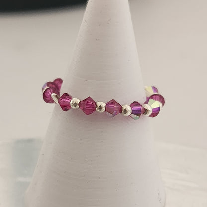Anillo Sin Fin Biconos Piedras Swarovski 3mm y Plata 925