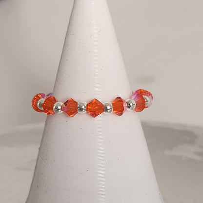 Anillo Sin Fin Biconos Piedras Swarovski 3mm y Plata 925