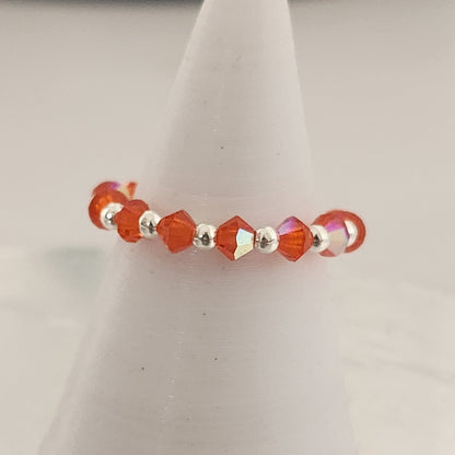 Anillo Sin Fin Biconos Piedras Swarovski 3mm y Plata 925