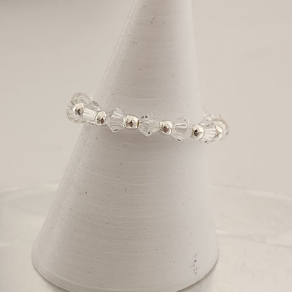 Anillo Sin Fin Biconos Piedras Swarovski 3mm y Plata 925