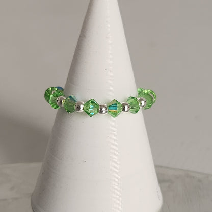 Anillo Sin Fin Biconos Piedras Swarovski 3mm y Plata 925
