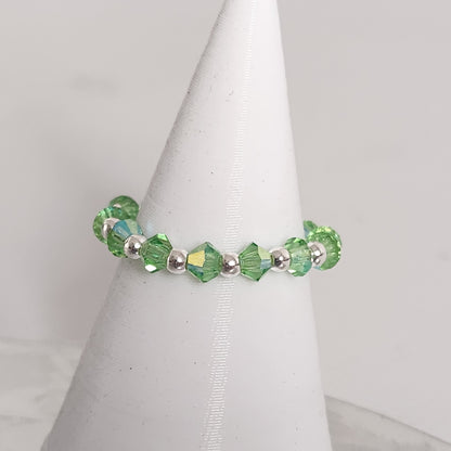 Anillo Sin Fin Biconos Piedras Swarovski 3mm y Plata 925