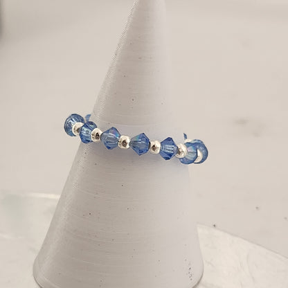 Anillo Sin Fin Biconos Piedras Swarovski 3mm y Plata 925