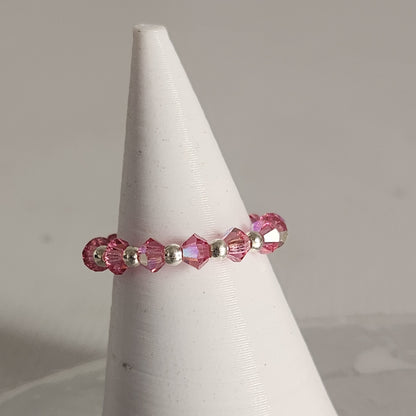 Anillo Sin Fin Biconos Piedras Swarovski 3mm y Plata 925