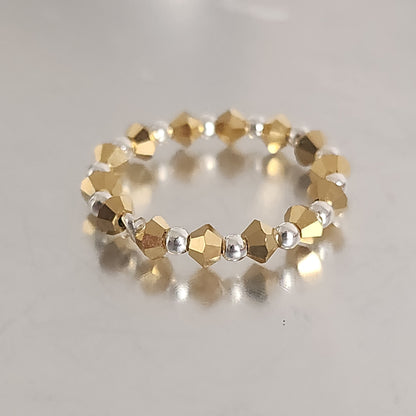 Anillo Sin Fin Biconos Piedras Swarovski 3mm y Plata 925