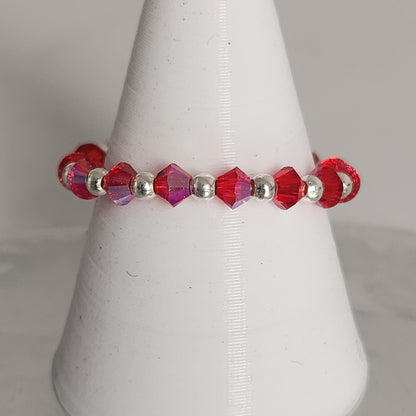 Anillo Sin Fin Biconos Piedras Swarovski 3mm y Plata 925