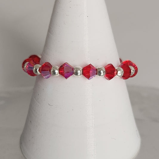Anillo Sin Fin Biconos Piedras Swarovski 3mm y Plata 925