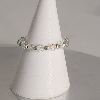 Anillo Sin Fin Biconos Piedras Swarovski 3mm y Plata 925