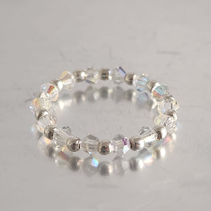 Anillo Sin Fin Biconos Piedras Swarovski 3mm y Plata 925