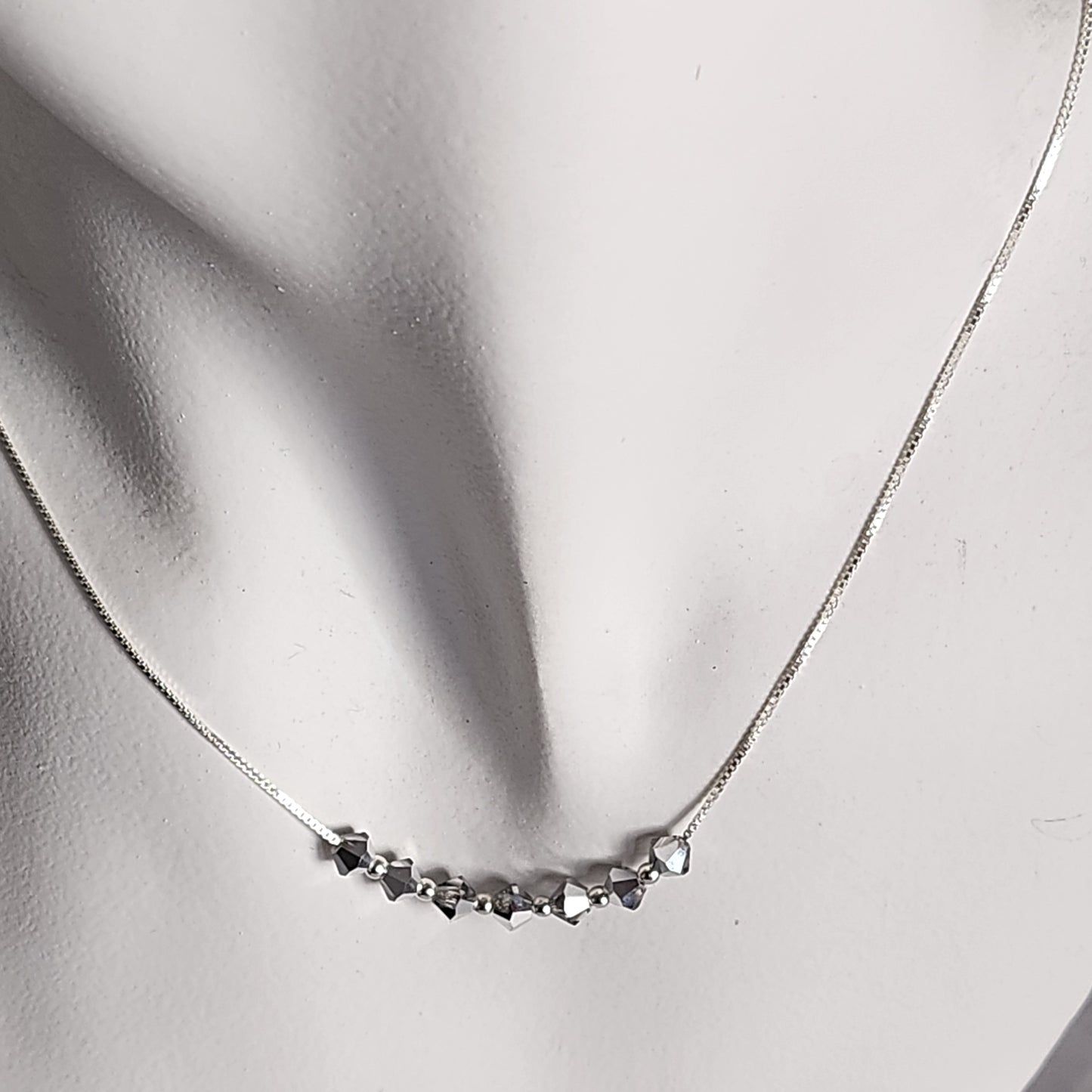 Collar Cadena Veneciana Cristal Swarovski Elements Plata 925 Varios Colores