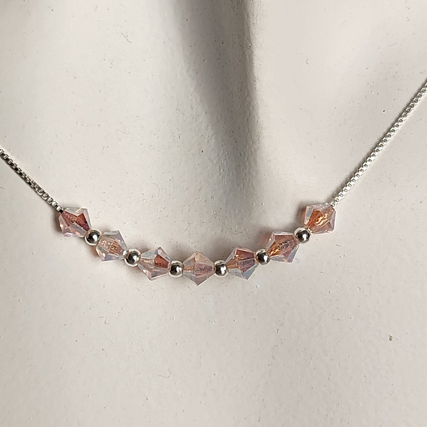 Collar Cadena Veneciana Cristal Swarovski Elements Plata 925 Varios Colores