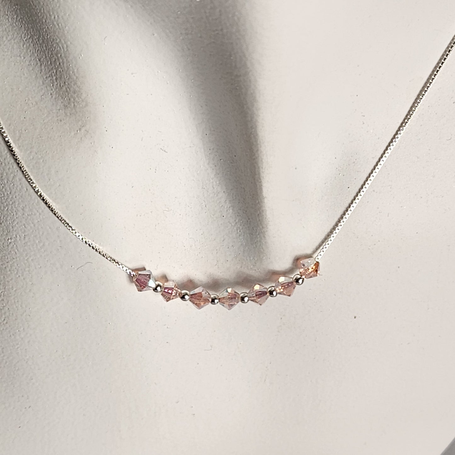 Collar Cadena Veneciana Cristal Swarovski Elements Plata 925 Varios Colores