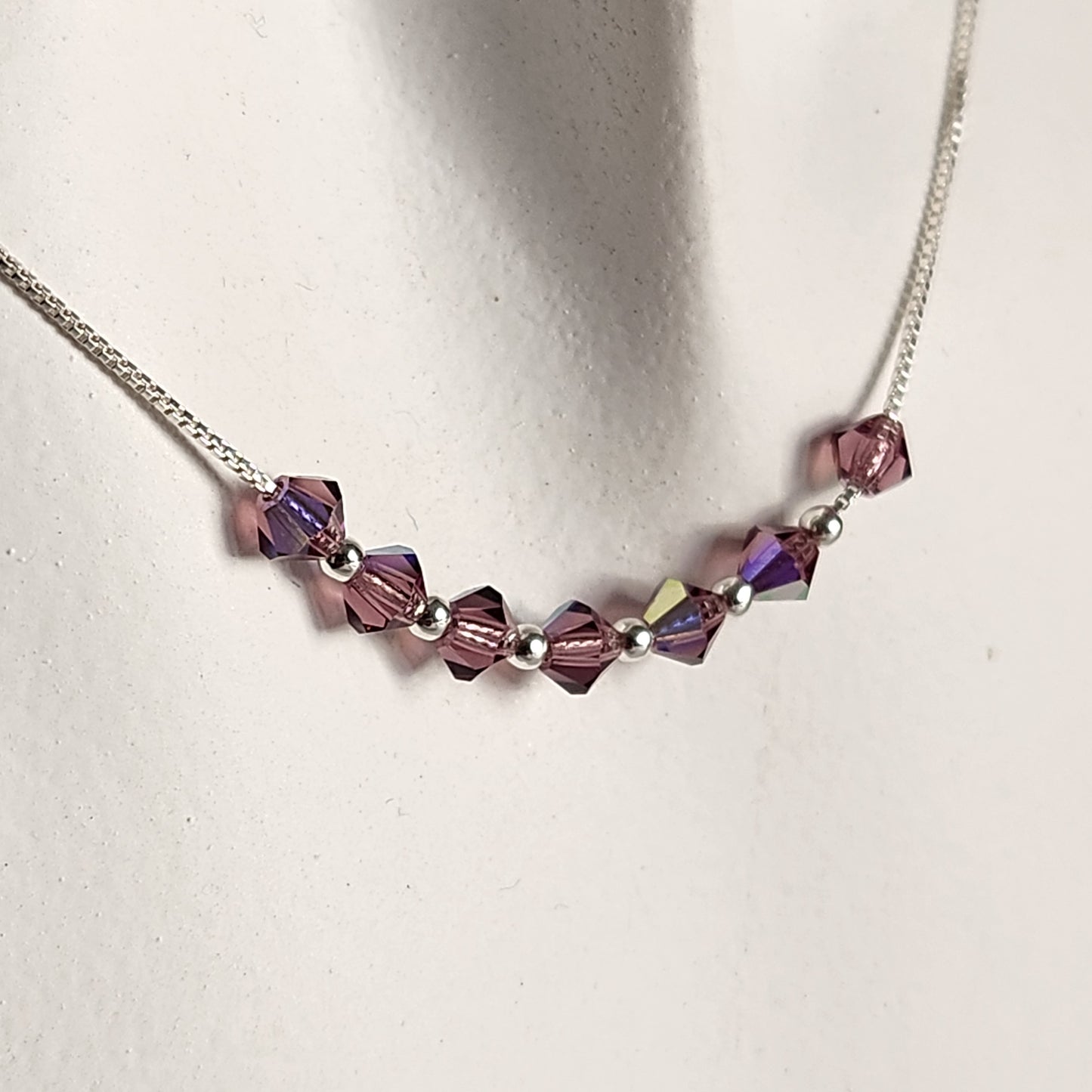 Collar Cadena Veneciana Cristal Swarovski Elements Plata 925 Varios Colores
